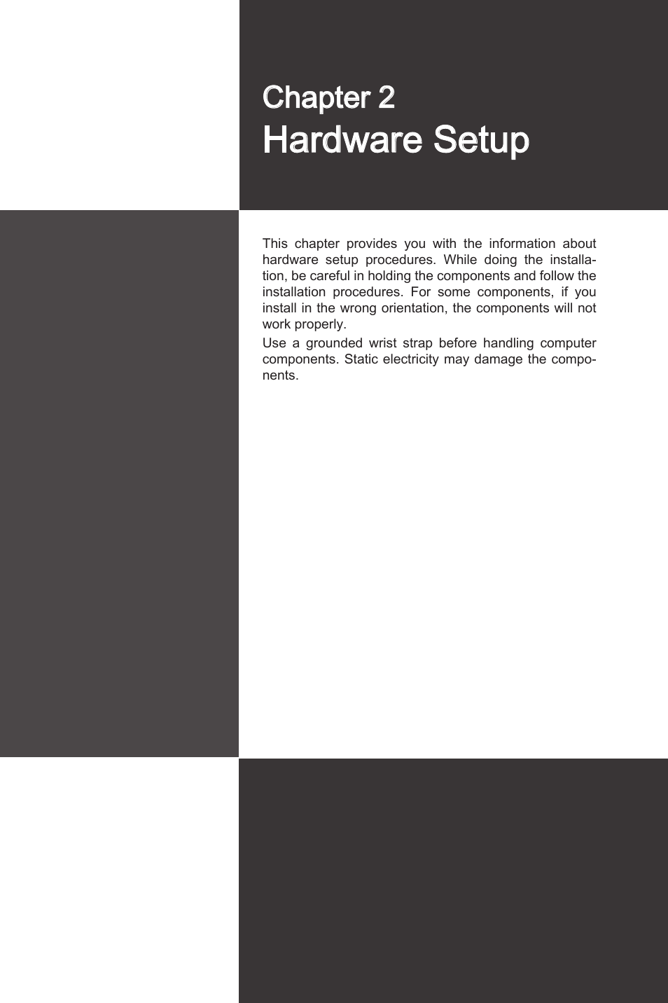 Chapter 2 hardware setup -1, Hardware setup, Chapter 2 | MSI 760GM-E51 (FX) User Manual | Page 17 / 108