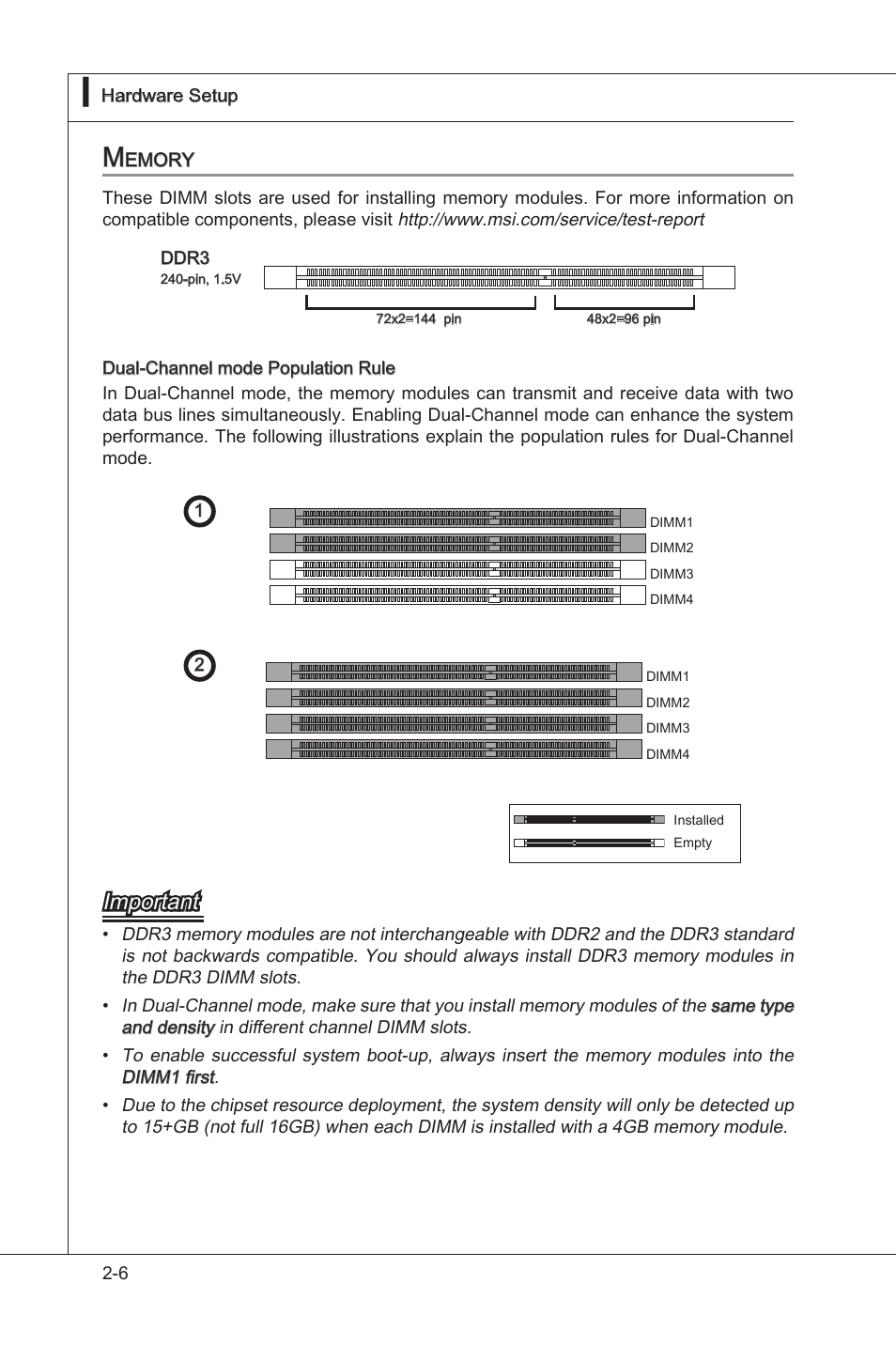 Memory -6, Important | MSI 760GM-E51 (FX) User Manual | Page 22 / 108
