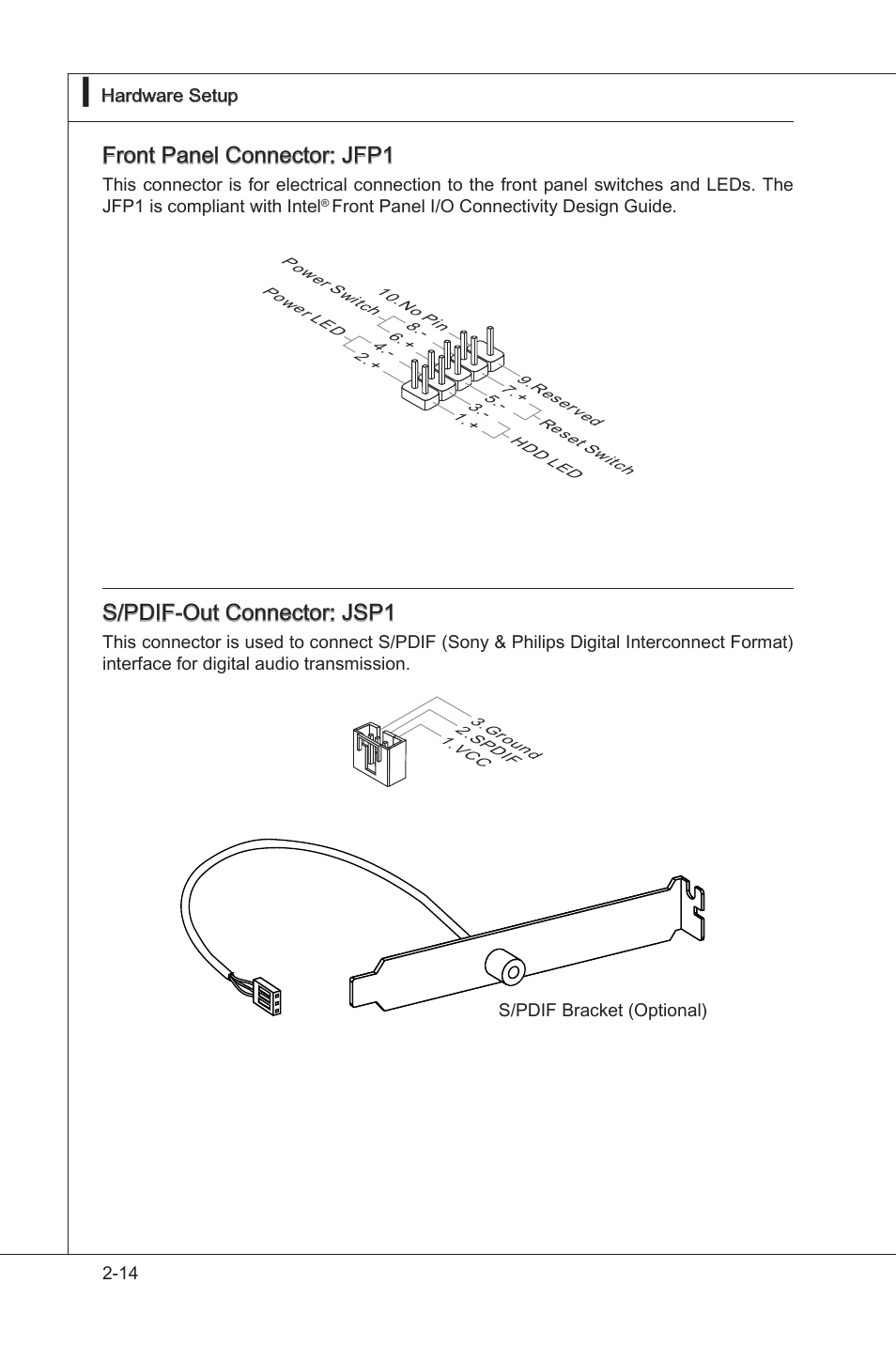 Front panel connector: jfp1, S/pdif-out connector: jsp1 | MSI 760GM-E51 (FX) User Manual | Page 30 / 108