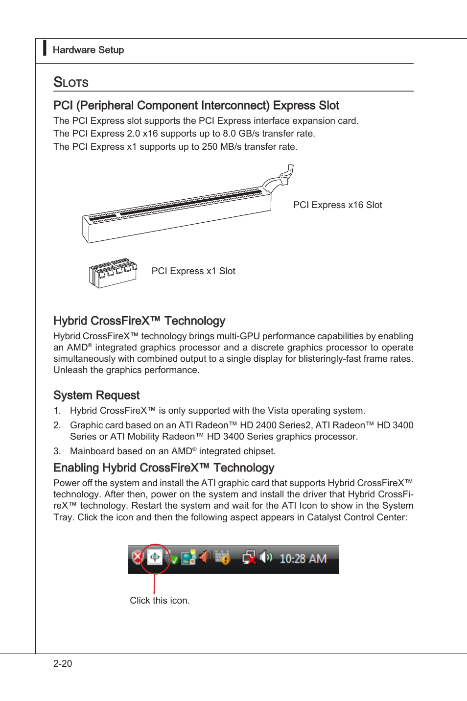 Slots -20, Hybrd crossfrex™ technology, System request | Enablng hybrd crossfrex™ technology | MSI 760GM-E51 (FX) User Manual | Page 36 / 108