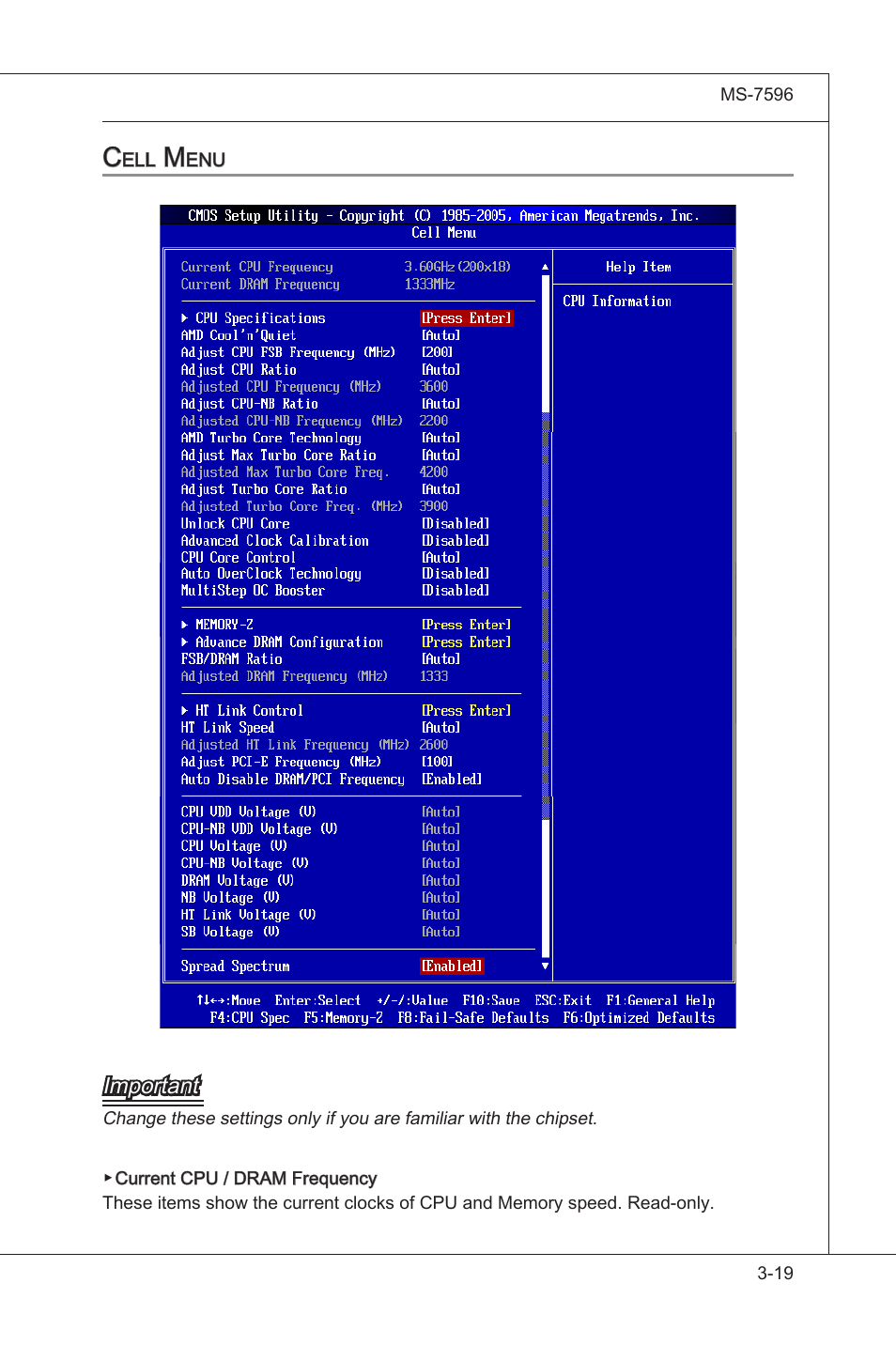 Cell menu -19 | MSI 760GM-E51 (FX) User Manual | Page 59 / 108