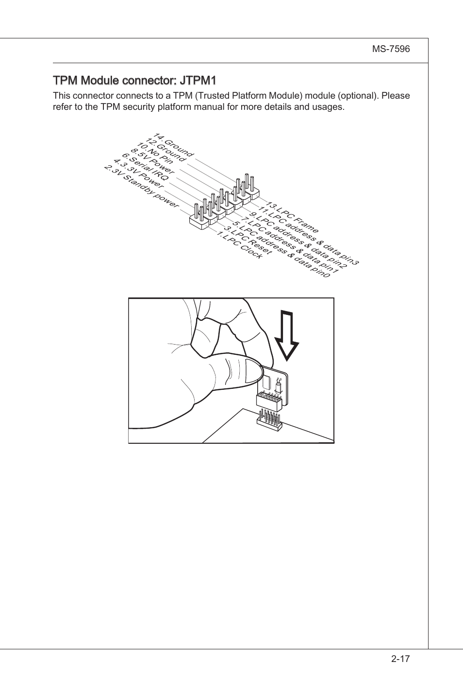 Tpm module connector: jtpm1 | MSI 760GM-E51 User Manual | Page 32 / 106