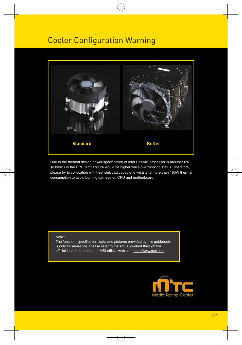 Cooler configuration warning | MSI X99S MPOWER Overclocking Guide User Manual | Page 14 / 14