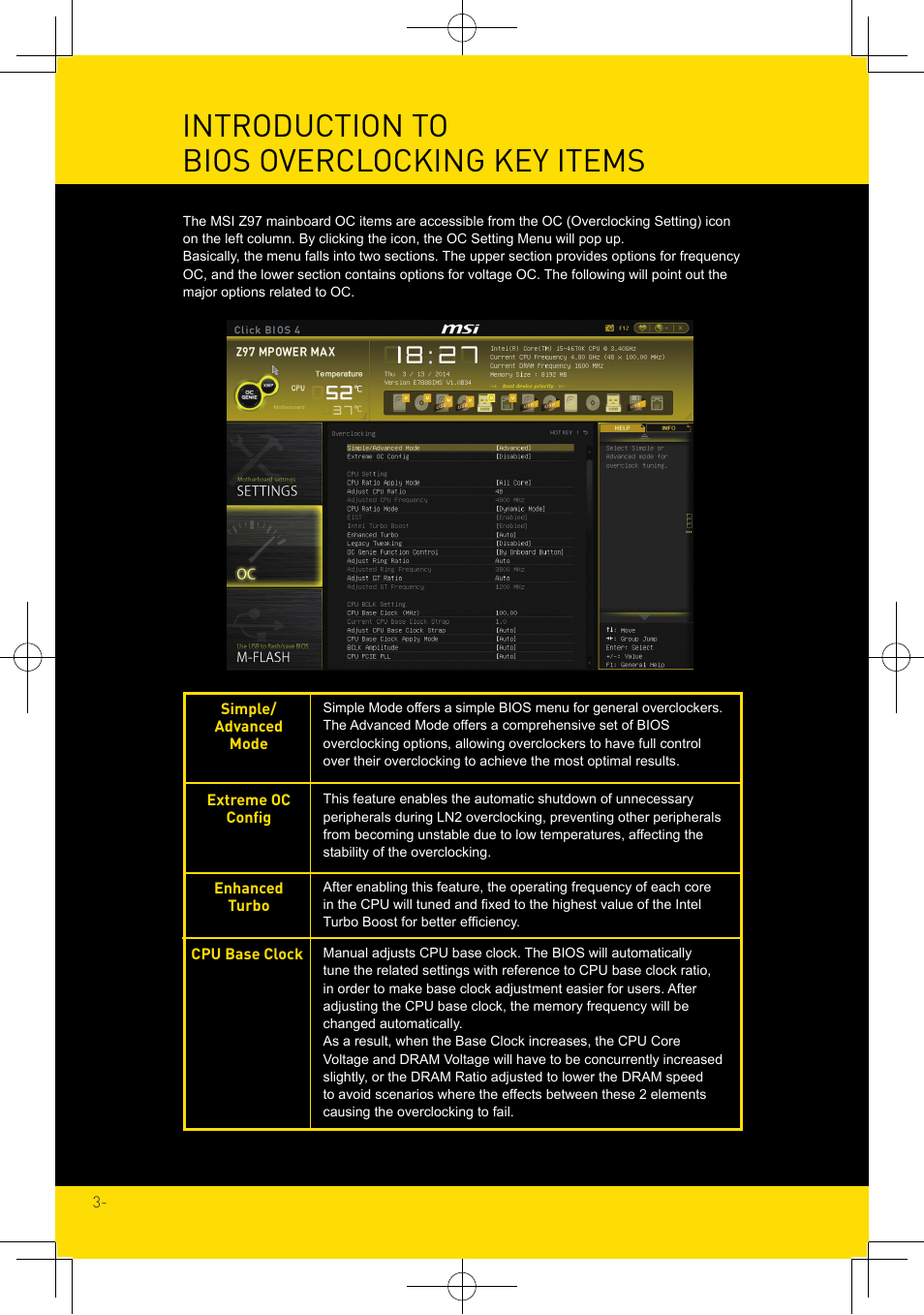 Introduction to bios overclocking key items | MSI X99S MPOWER Overclocking Guide User Manual | Page 3 / 14
