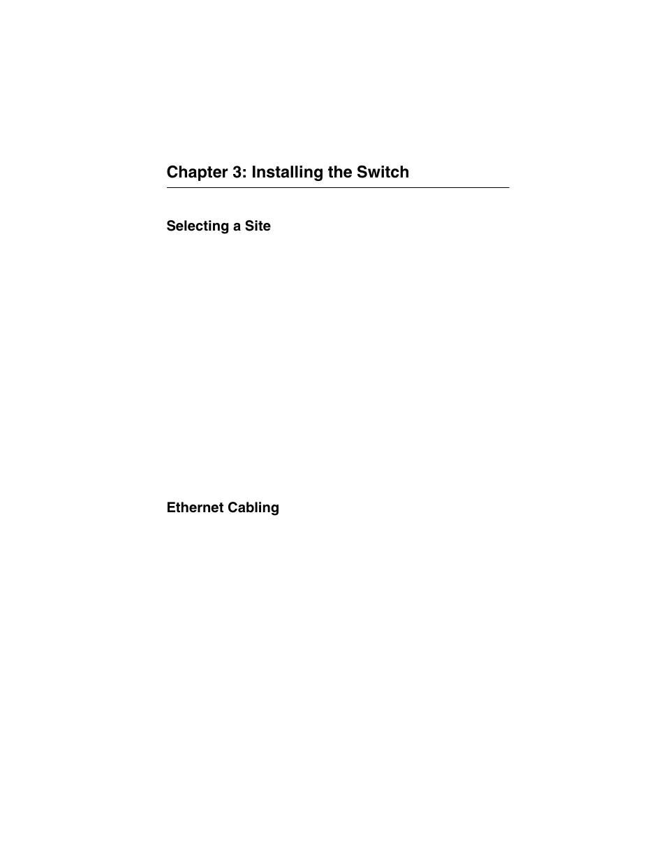 Chapter 3: installing the switch, Selecting a site, Ethernet cabling | Accton Technology ES3628EA User Manual | Page 31 / 62