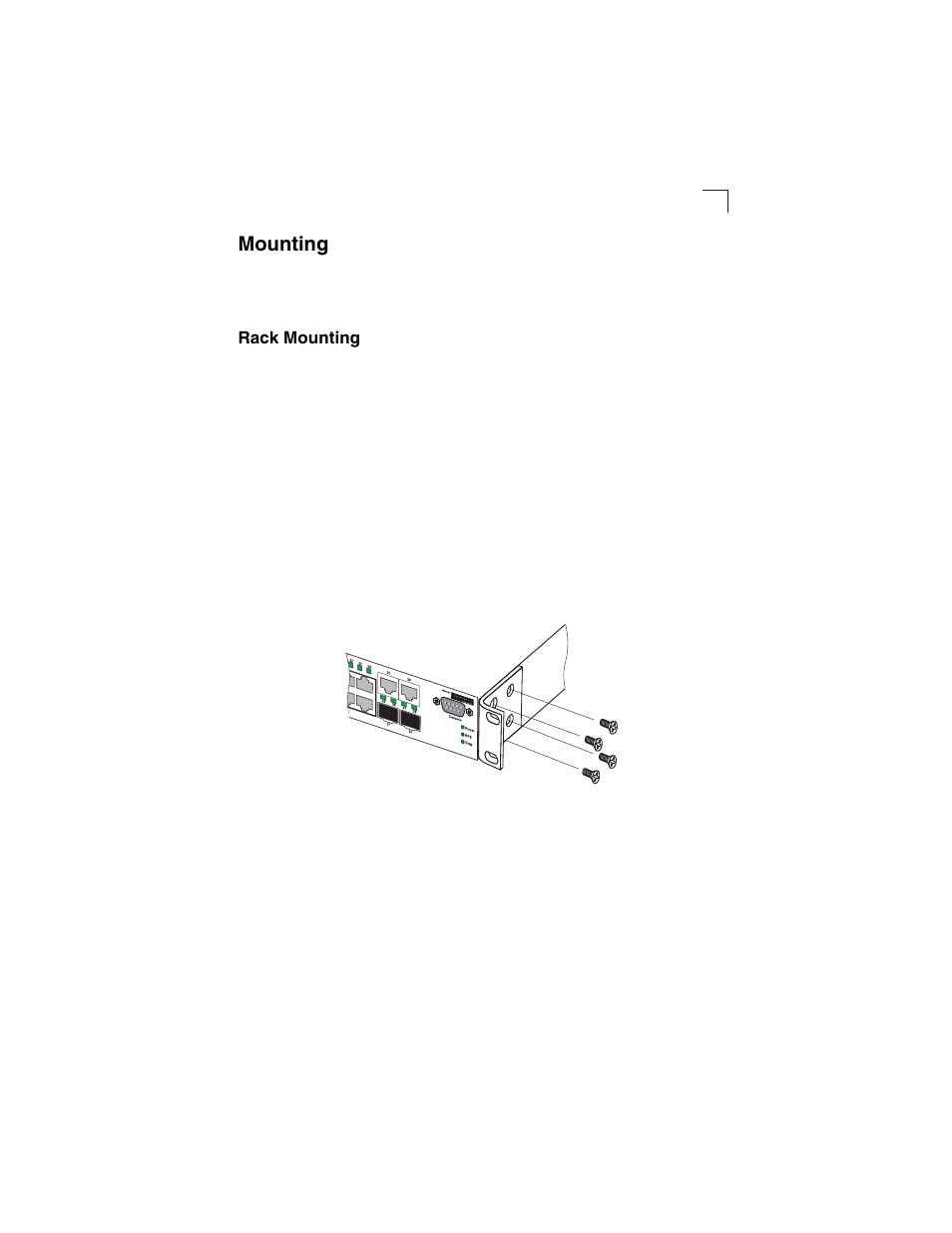 Mounting, Rack mounting, Mounting 3-3 | Figure 3-2, Attaching the brackets | Accton Technology ES3628EA User Manual | Page 33 / 62