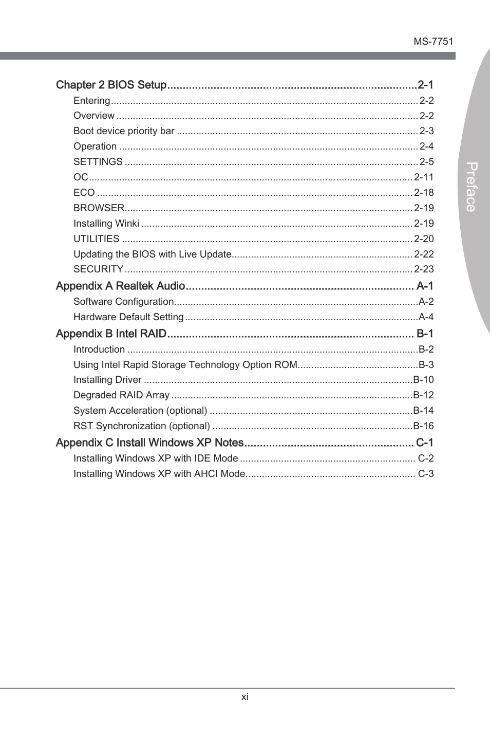 Preface | MSI Z77 MPOWER User Manual | Page 11 / 100