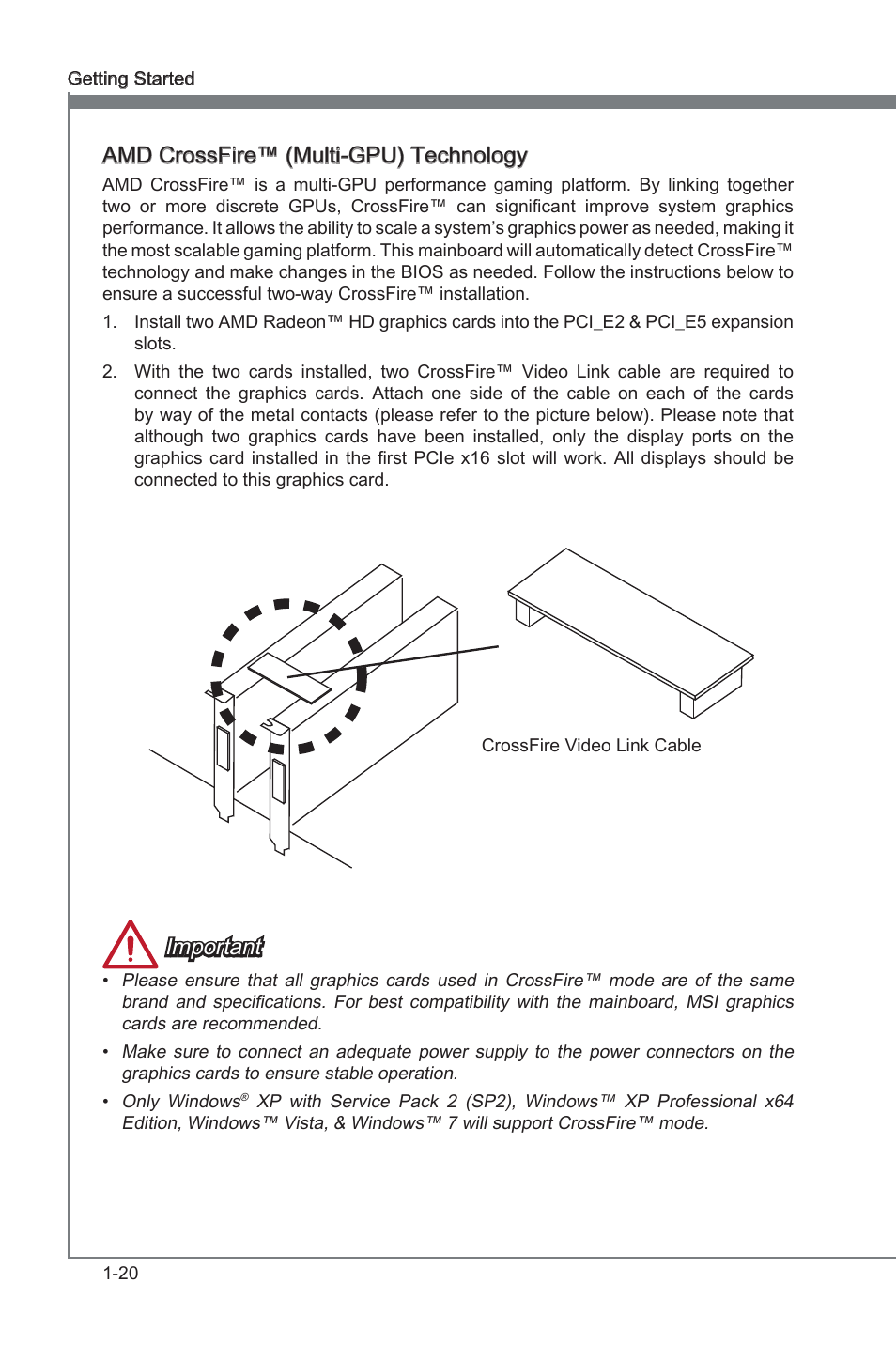 Amd crossfre™ (mult-gpu) technology, Important | MSI Z77 MPOWER User Manual | Page 32 / 100