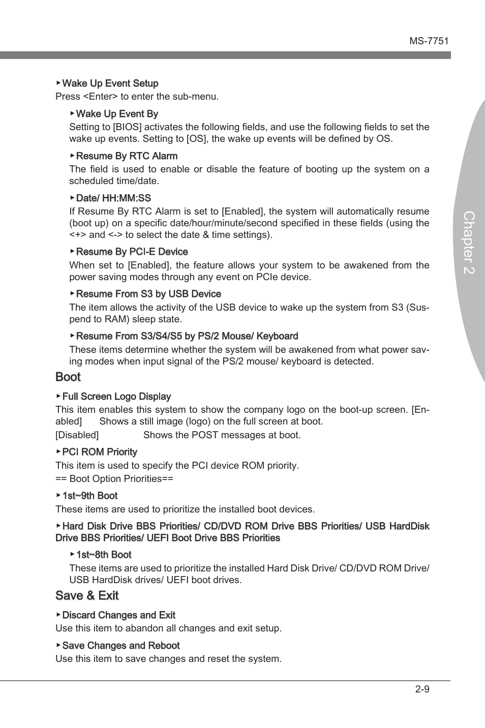 Chapter 2, Boot, Save & ext | MSI Z77 MPOWER User Manual | Page 59 / 100