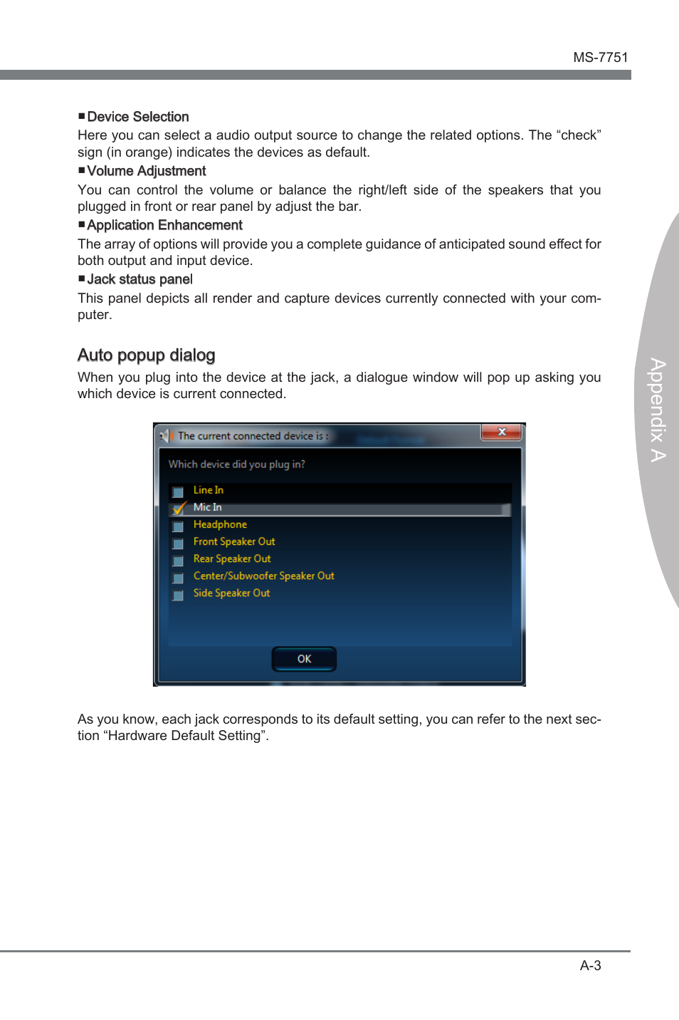 Append x a, Auto popup dalog | MSI Z77 MPOWER User Manual | Page 77 / 100