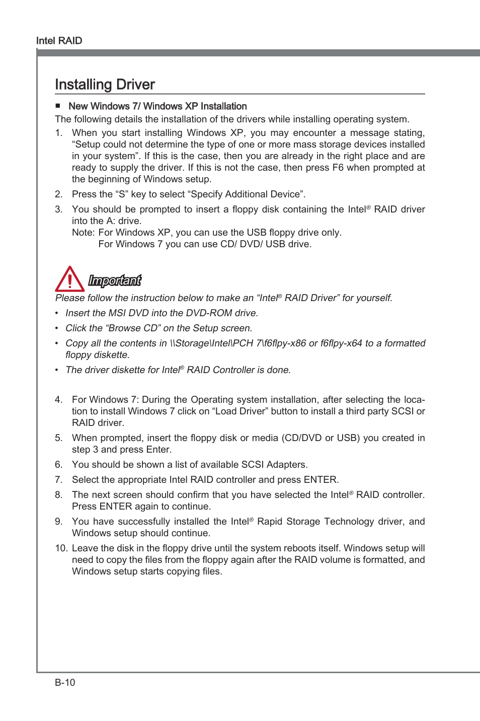 Installng drver, Important | MSI Z77 MPOWER User Manual | Page 90 / 100