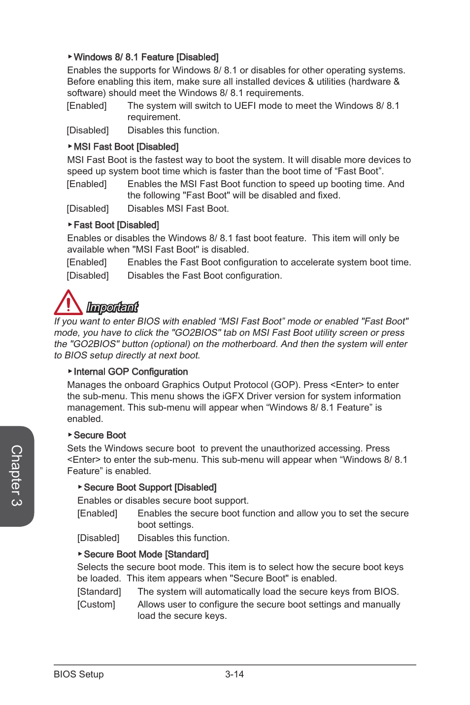 Chapter 3, Important | MSI Z97 GAMING 7 AC Manual User Manual | Page 78 / 114