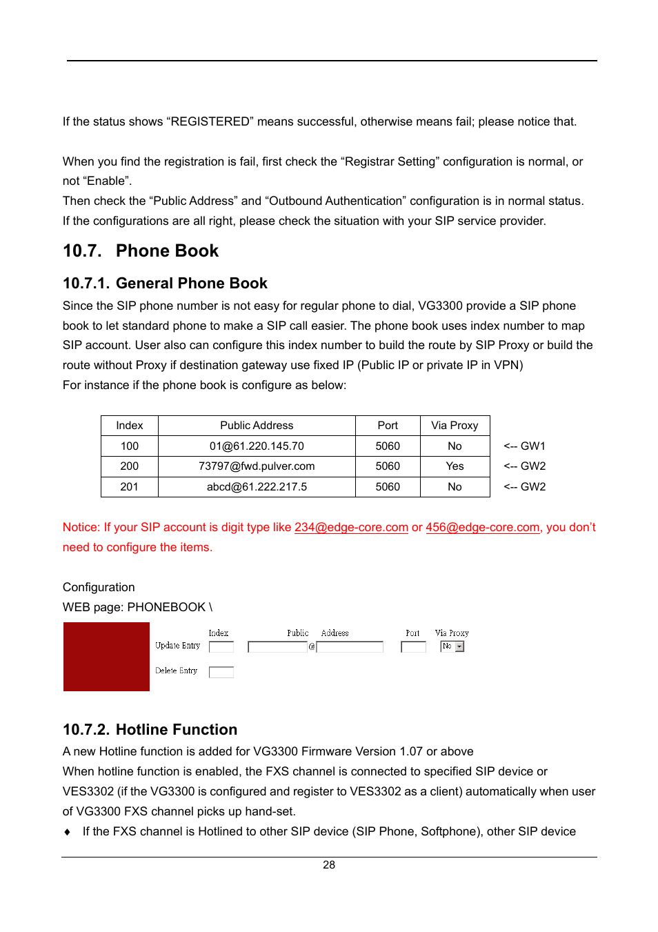 Phone book, General phone book, Hotline function | Accton Technology SIP Gateway VG3300 Series User Manual | Page 31 / 85