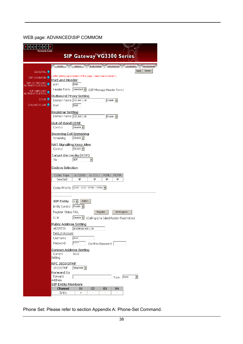 Accton Technology SIP Gateway VG3300 Series User Manual | Page 41 / 85