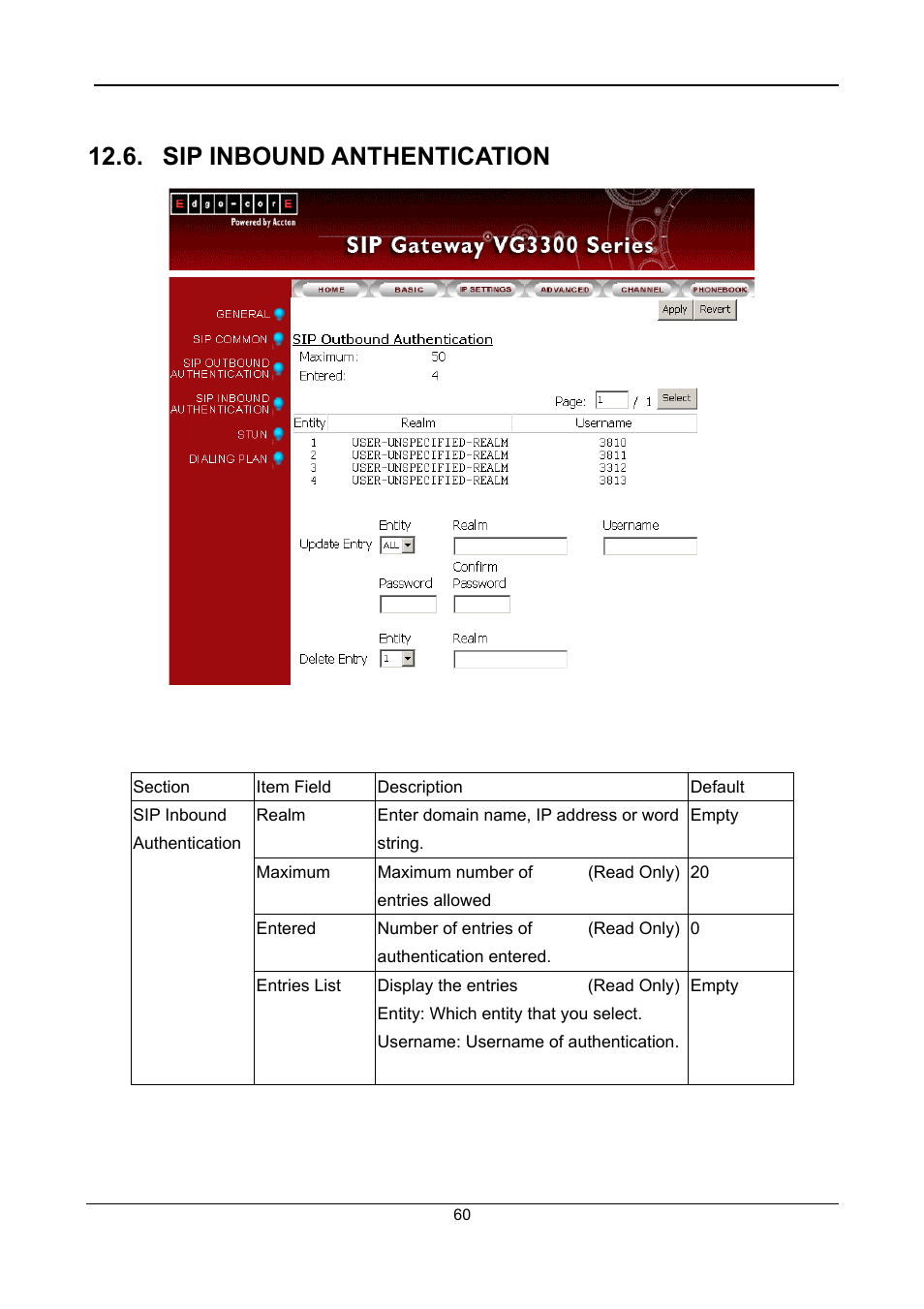 Sip inbound anthentication | Accton Technology SIP Gateway VG3300 Series User Manual | Page 63 / 85
