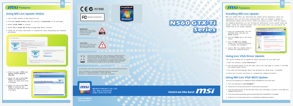 MSI N560GTX TWIN FROZR II/OC User Manual | 2 pages