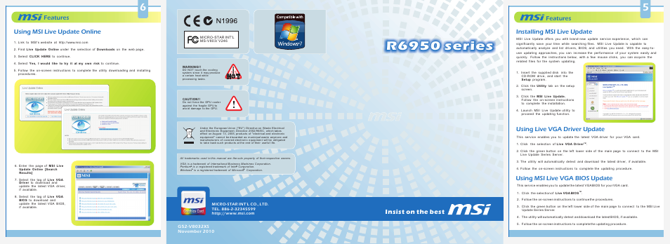 MSI R6950-2PM2D2GD5 User Manual | 2 pages
