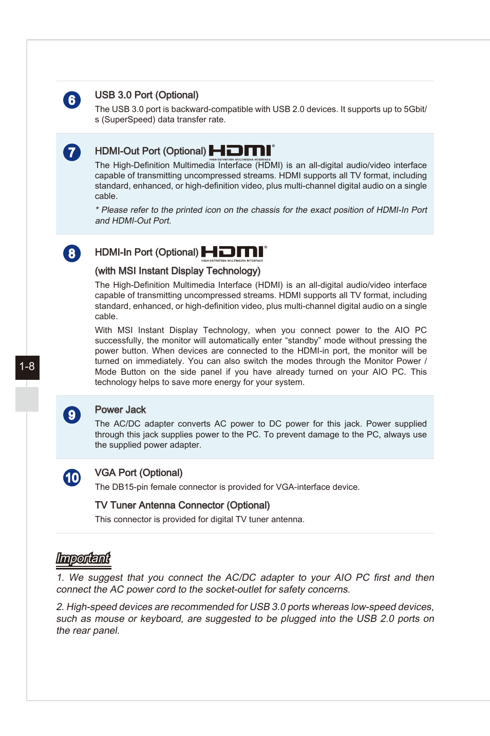 Important | MSI AG220 User Manual | Page 16 / 53