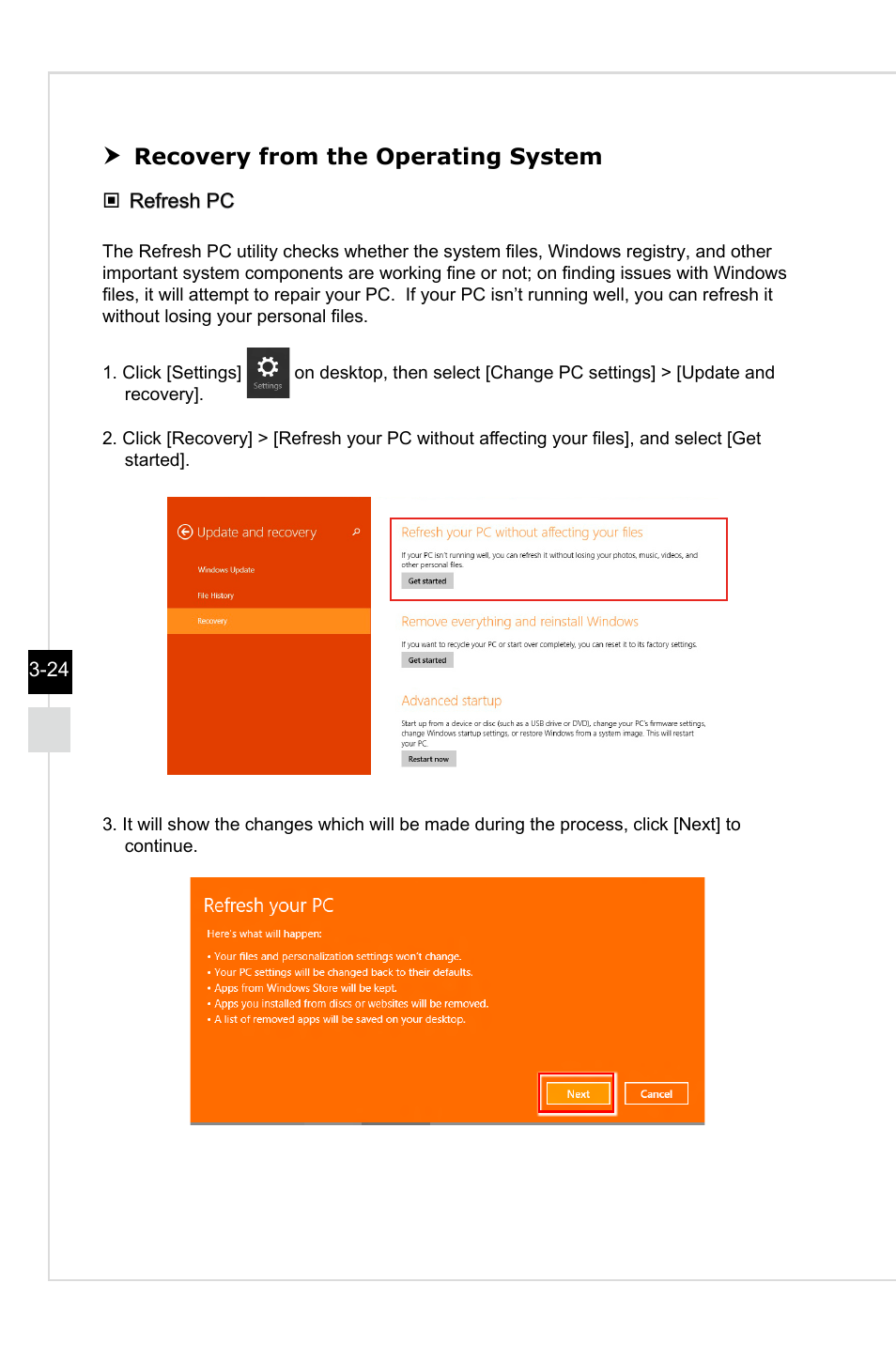 Recovery from the operating system | MSI AG220 User Manual | Page 46 / 53