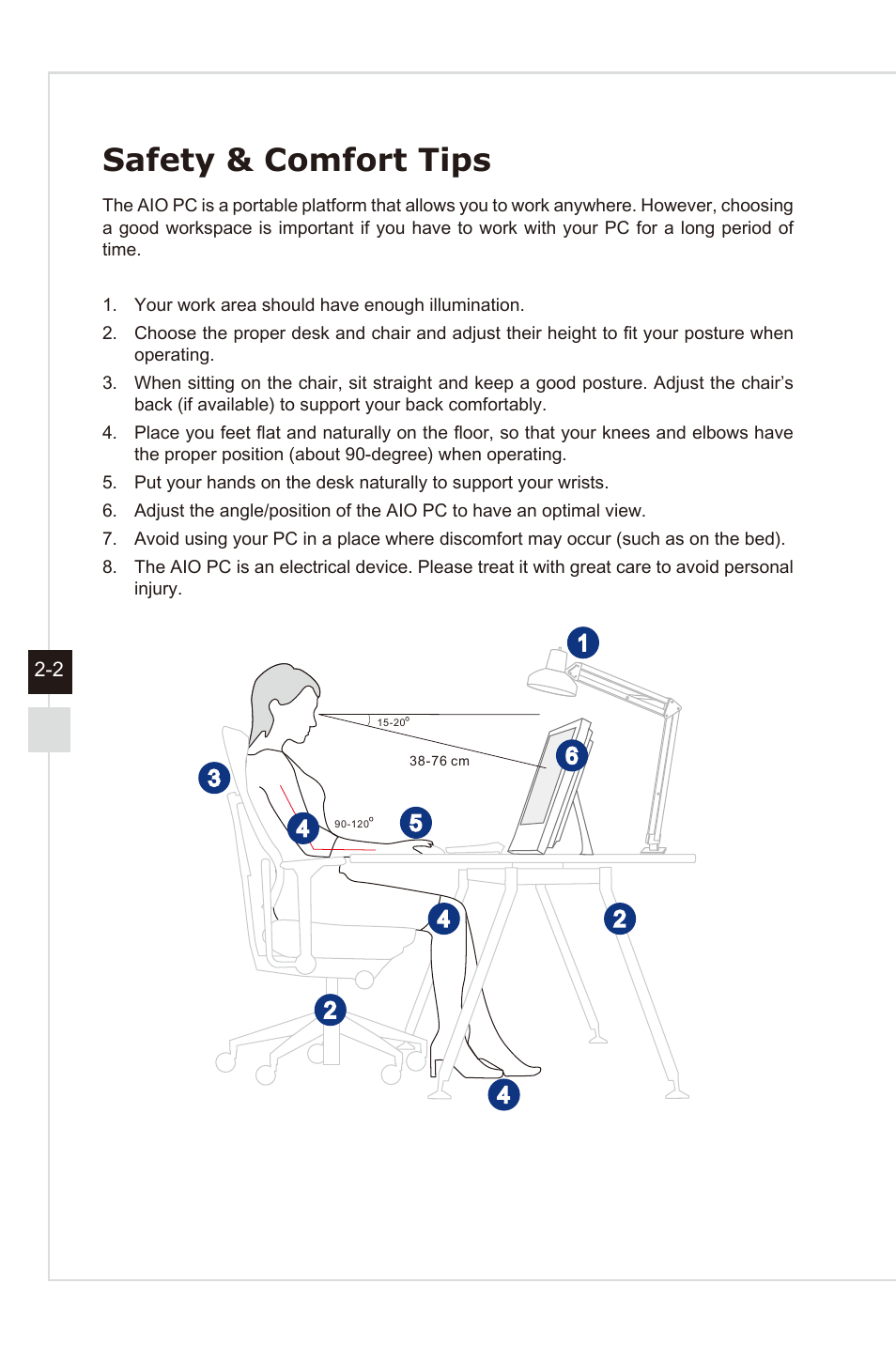 Safety & comfort tips | MSI AG240 User Manual | Page 20 / 53