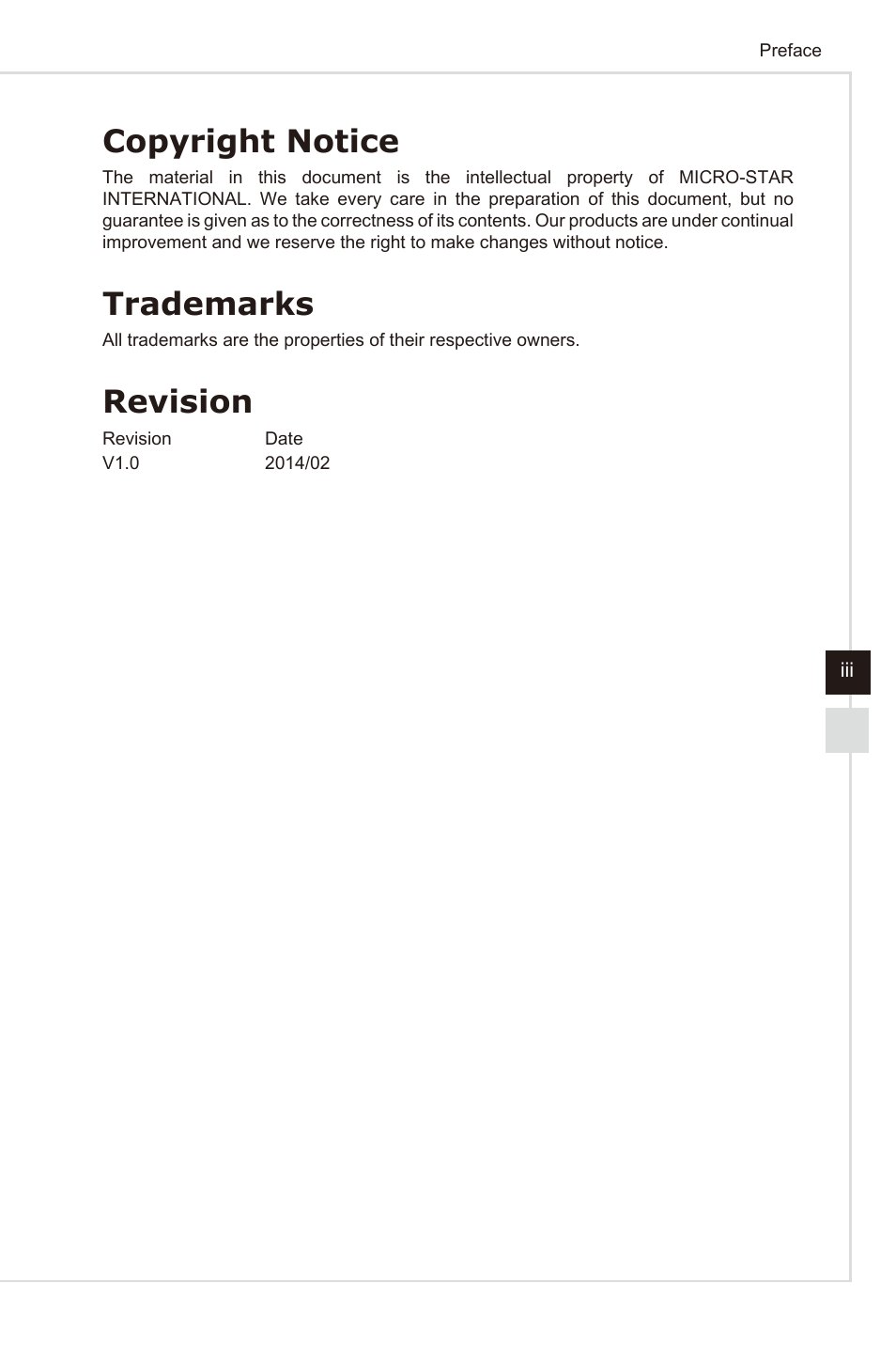 Copyright notice, Trademarks, Revision | MSI AG240 User Manual | Page 3 / 53