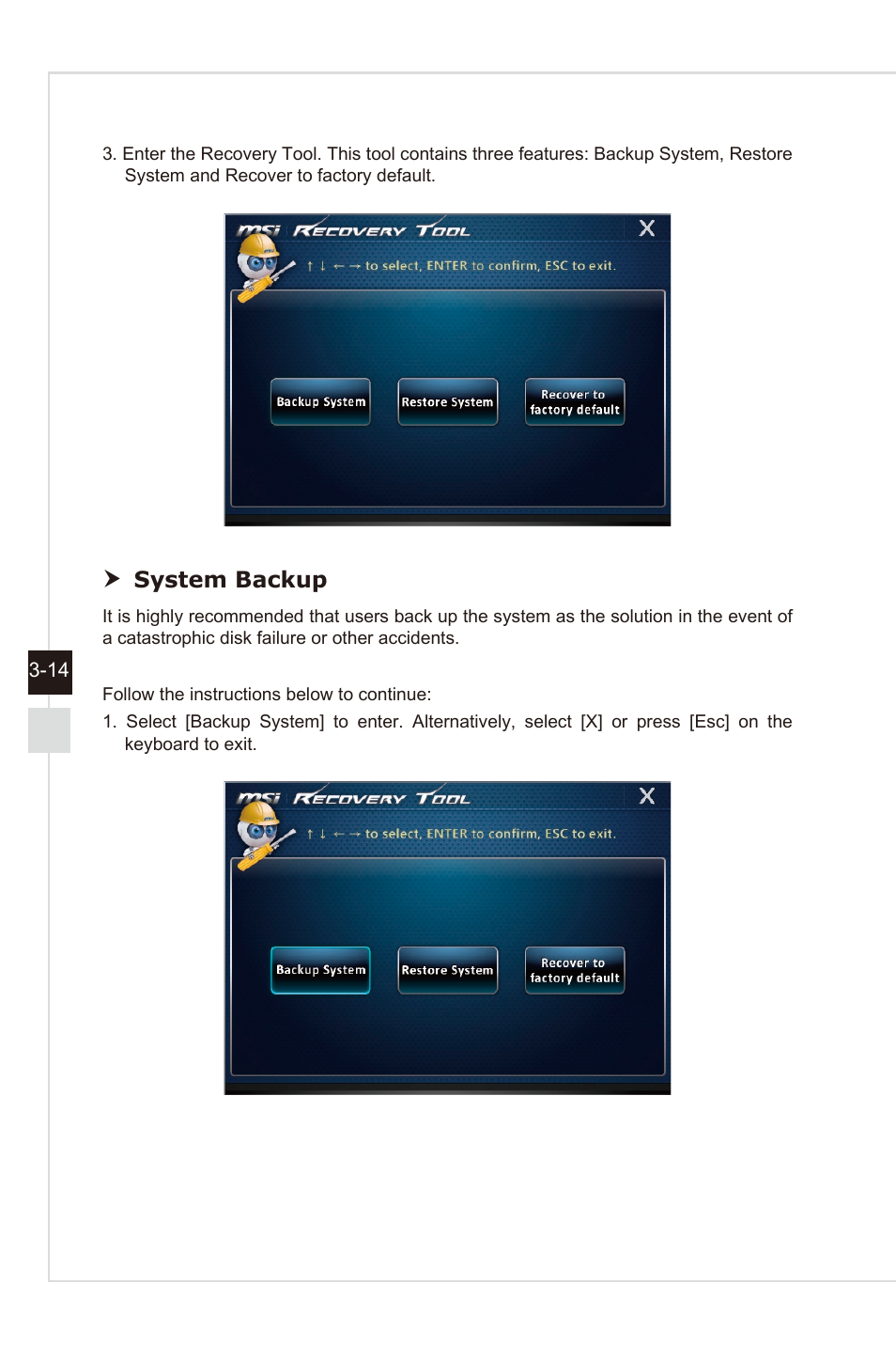 System backup | MSI AG240 User Manual | Page 36 / 53