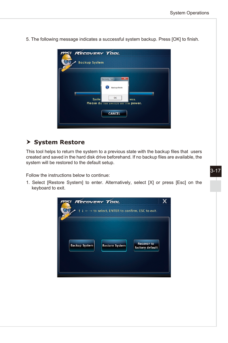 System restore | MSI AG240 User Manual | Page 39 / 53