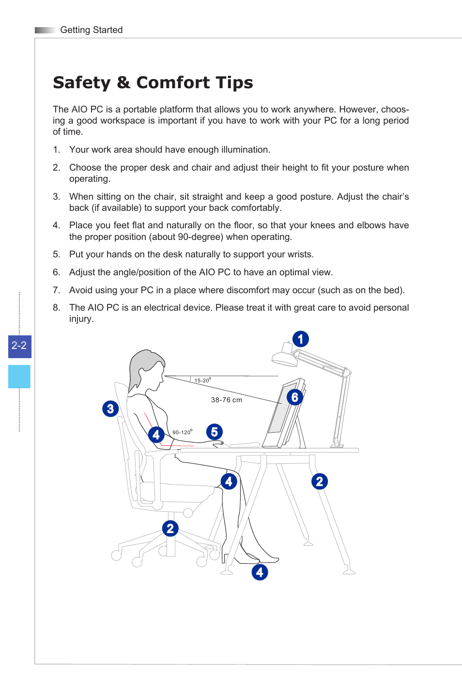 Safety & comfort tips | MSI AG270 User Manual | Page 20 / 59