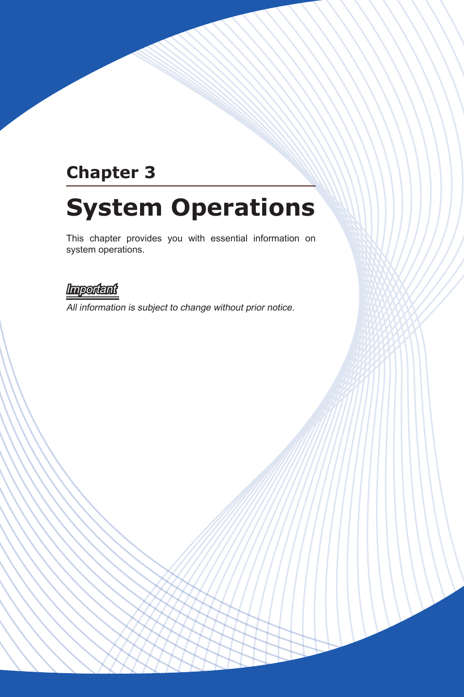 Chapter 3, System operations, System operations -1 | MSI AG270 User Manual | Page 23 / 59