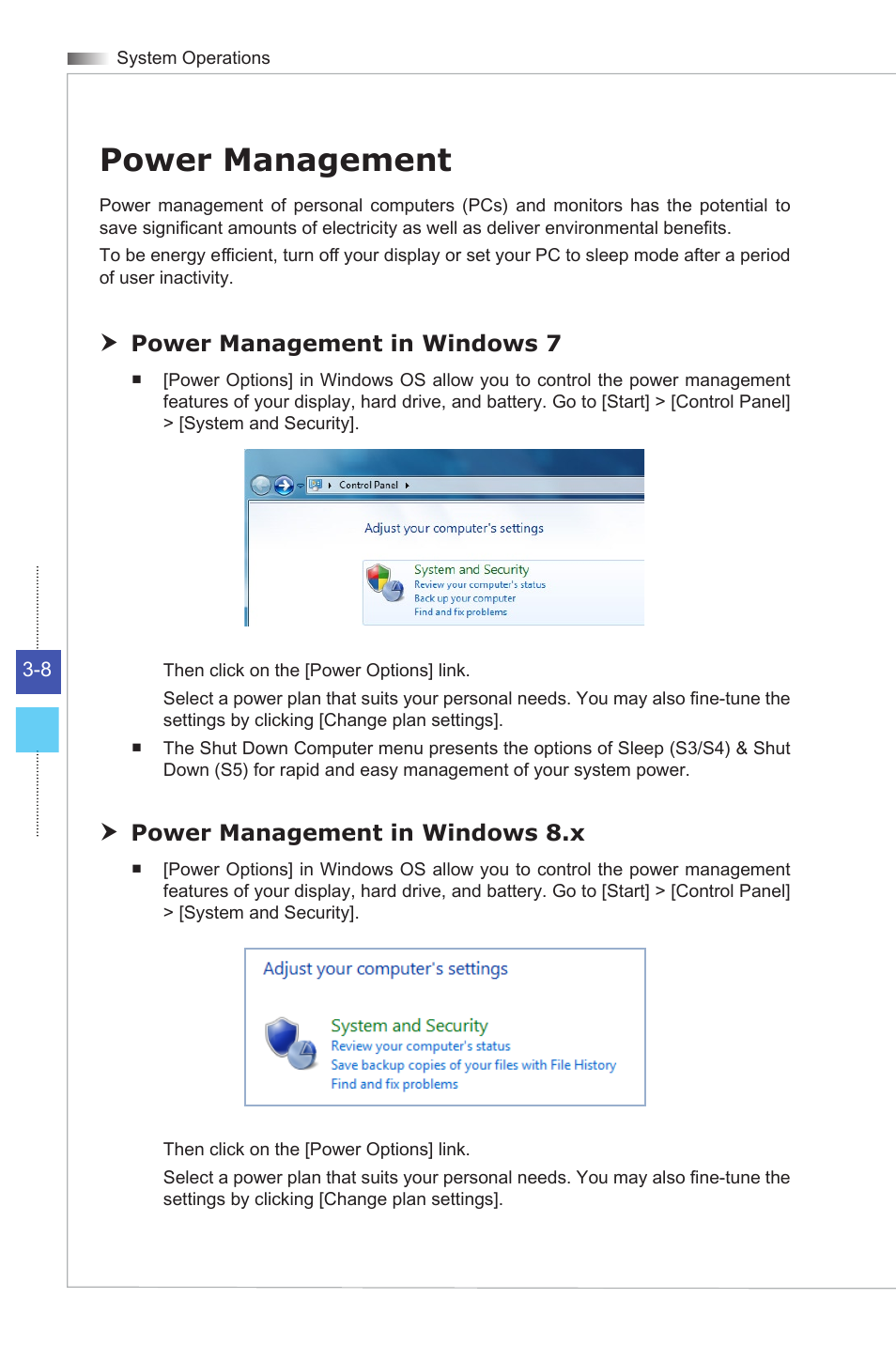 Power management | MSI AG270 User Manual | Page 30 / 59