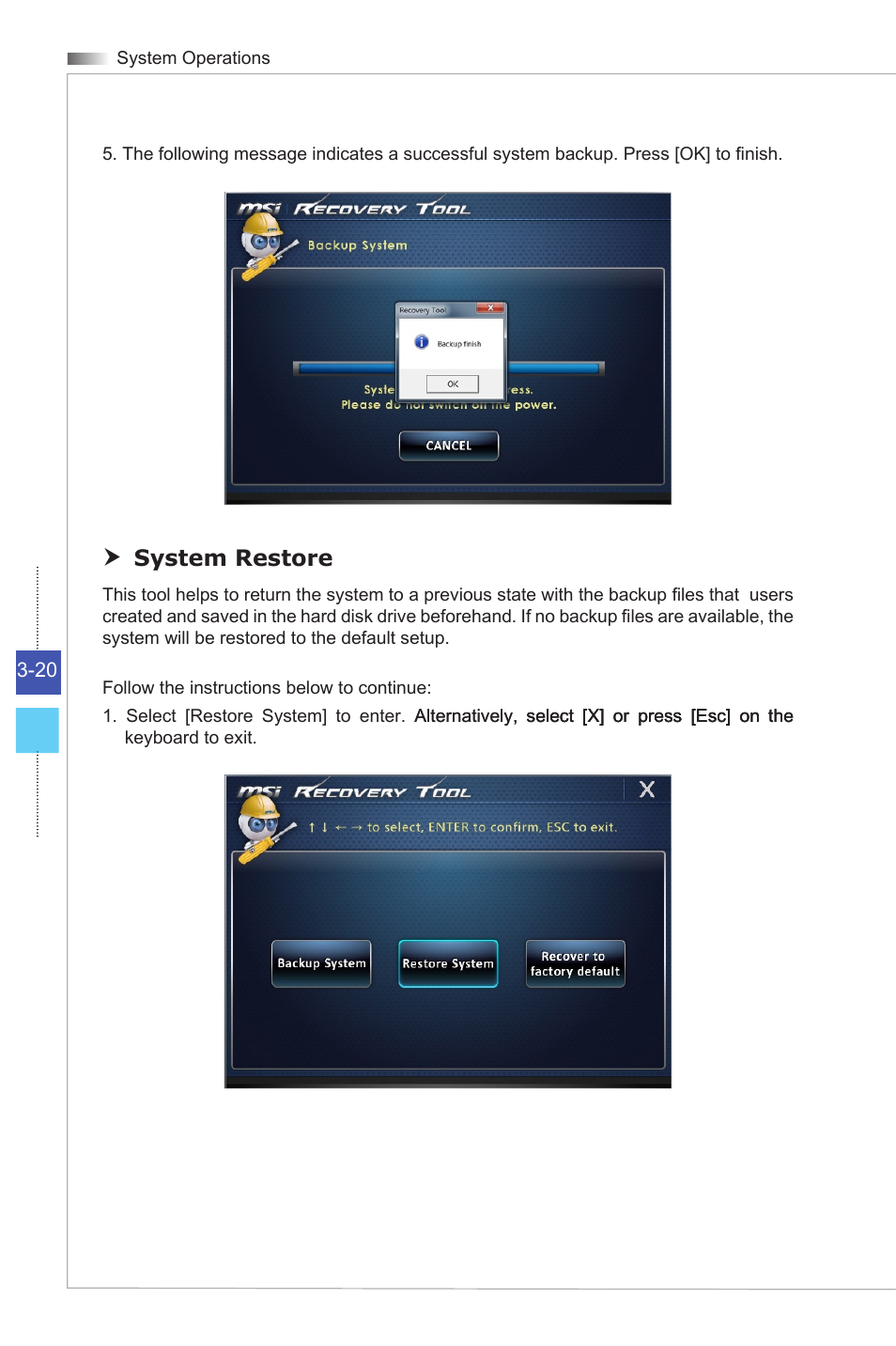 System restore | MSI AG270 User Manual | Page 42 / 59