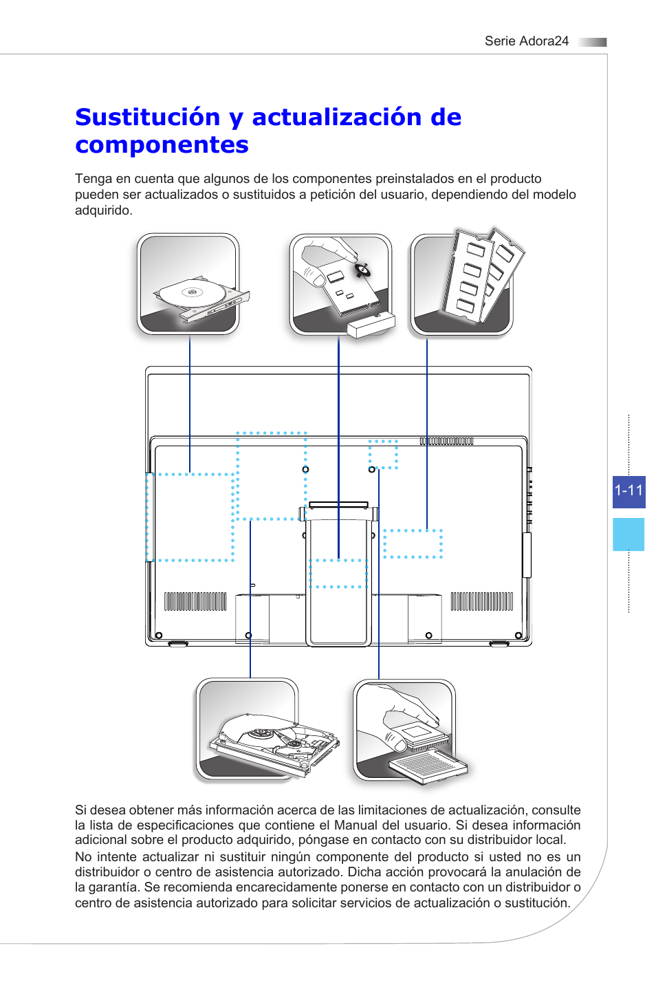 Sustitución y actualización de componentes | MSI ADORA24G 0NC User Manual | Page 23 / 91