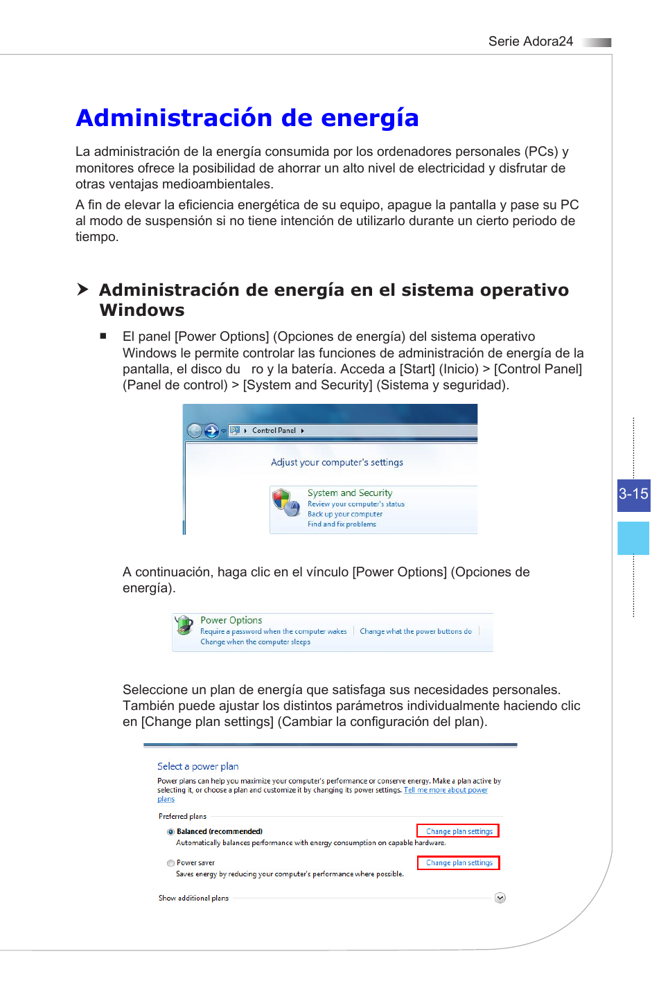 Administración de energía | MSI ADORA24G 0NC User Manual | Page 45 / 91