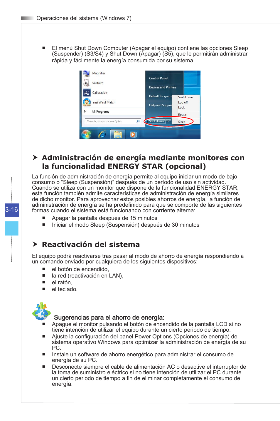 Reactivación del sistema | MSI ADORA24G 0NC User Manual | Page 46 / 91