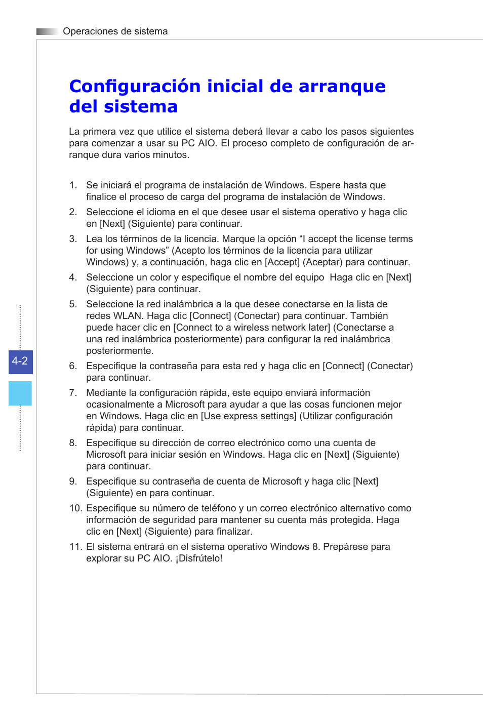 Configuración inicial de arranque del sistema | MSI ADORA24G 0NC User Manual | Page 58 / 91