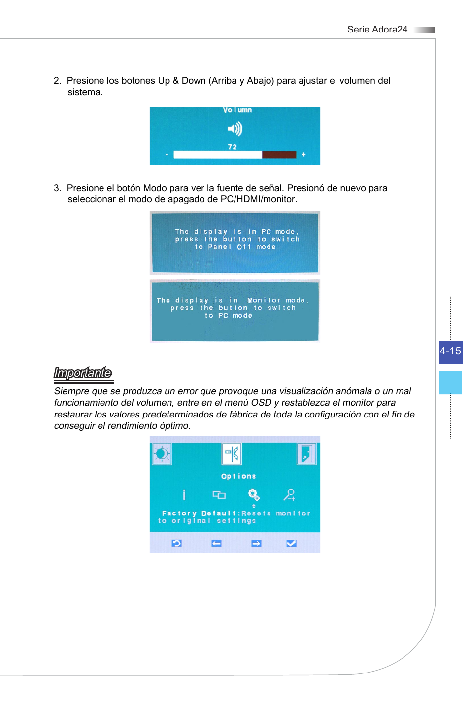 Importante | MSI ADORA24G 0NC User Manual | Page 71 / 91