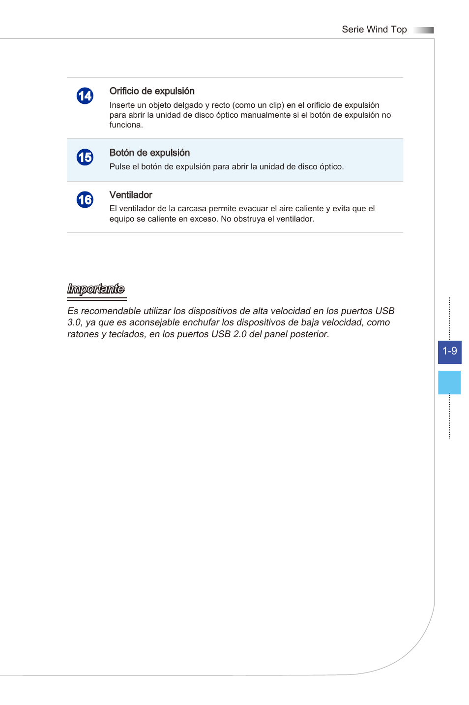 Importante | MSI WIND TOP AE2081 User Manual | Page 21 / 87