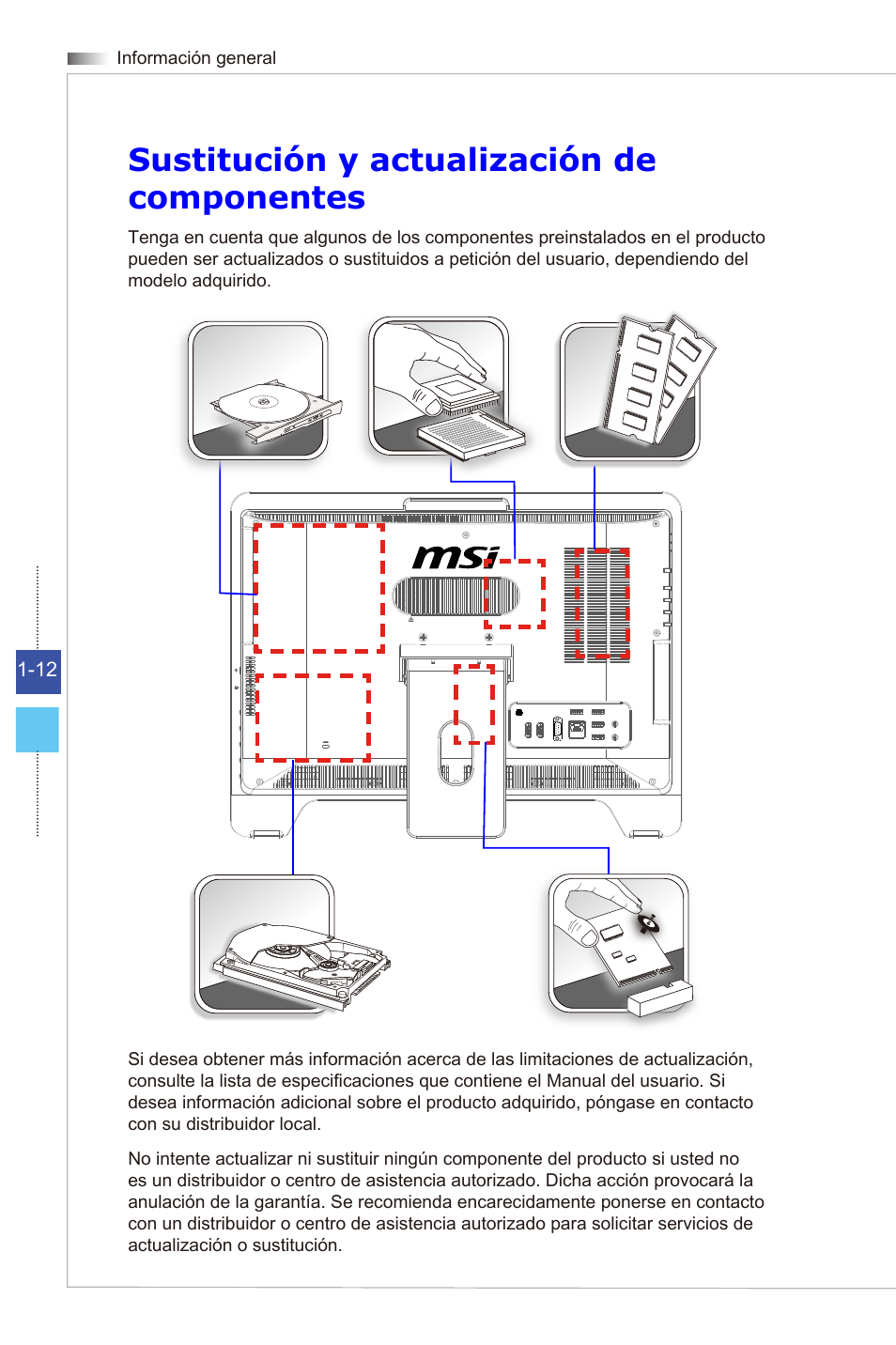 Sustitución y actualización de componentes | MSI WIND TOP AE2081 User Manual | Page 24 / 87