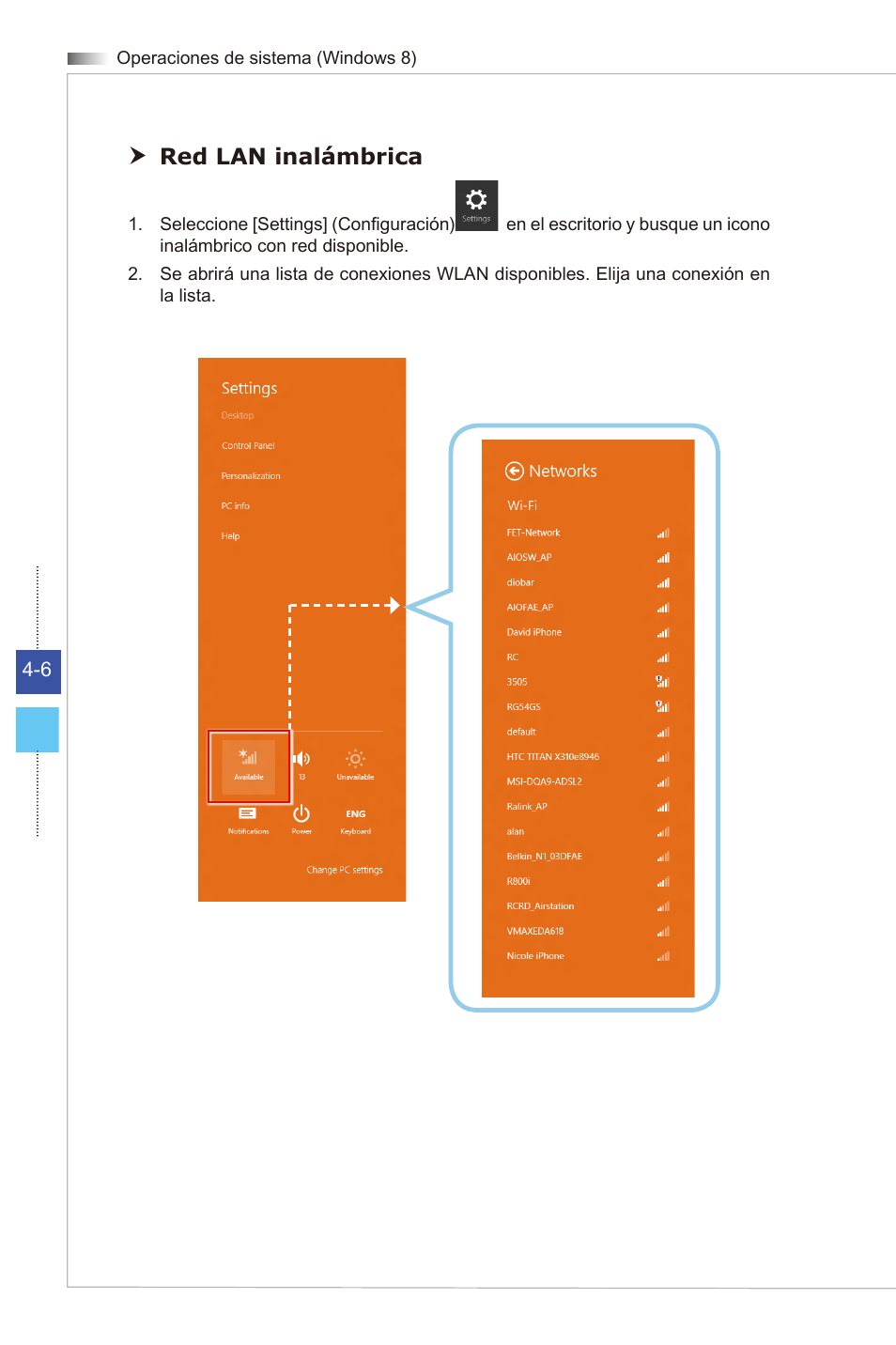 Red lan inalámbrica | MSI WIND TOP AE2081 User Manual | Page 60 / 87