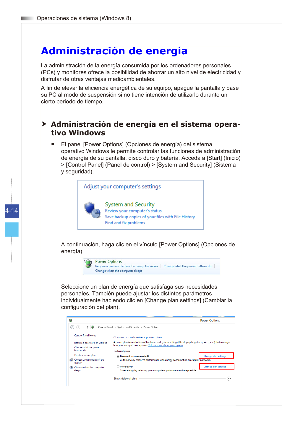 Administración de energía | MSI WIND TOP AE2081 User Manual | Page 68 / 87