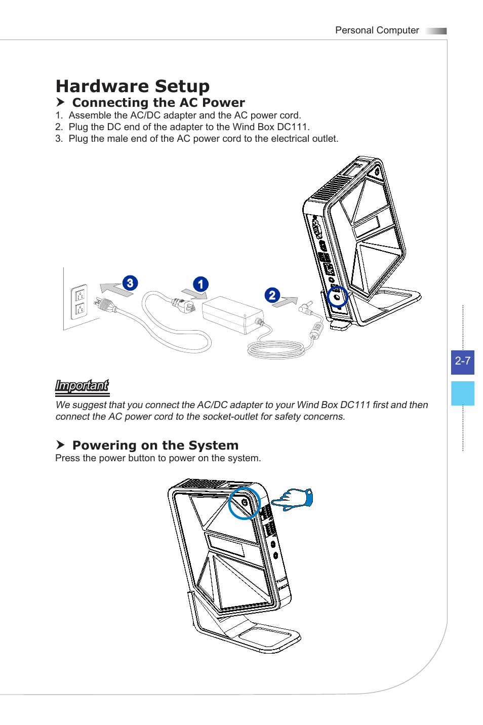 Hardware setup | MSI WIND BOX DC111 User Manual | Page 23 / 48