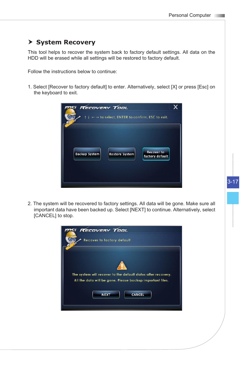 System recovery | MSI WIND BOX DC111 User Manual | Page 41 / 48