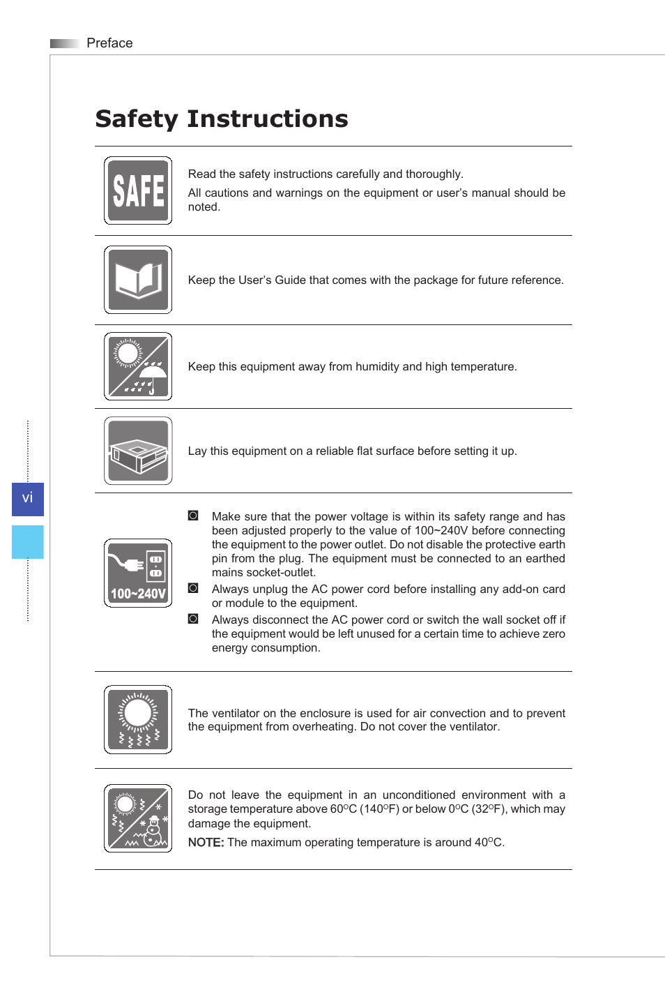 Safety instructions | MSI WIND BOX DC111 User Manual | Page 6 / 48