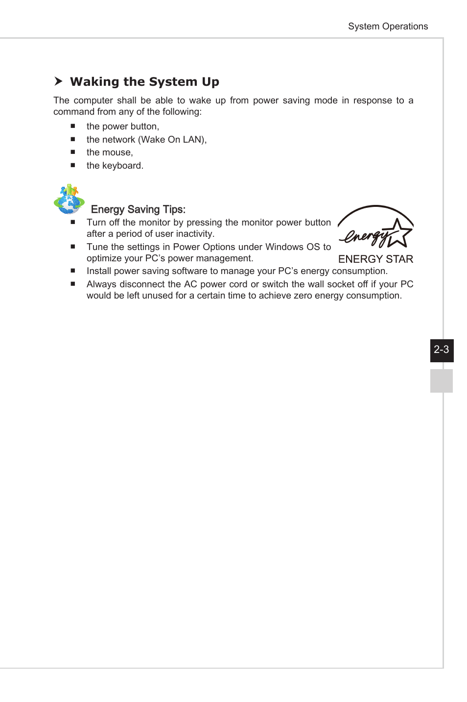 Waking the system up | MSI NIGHTBLADE Z97 User Manual | Page 19 / 28