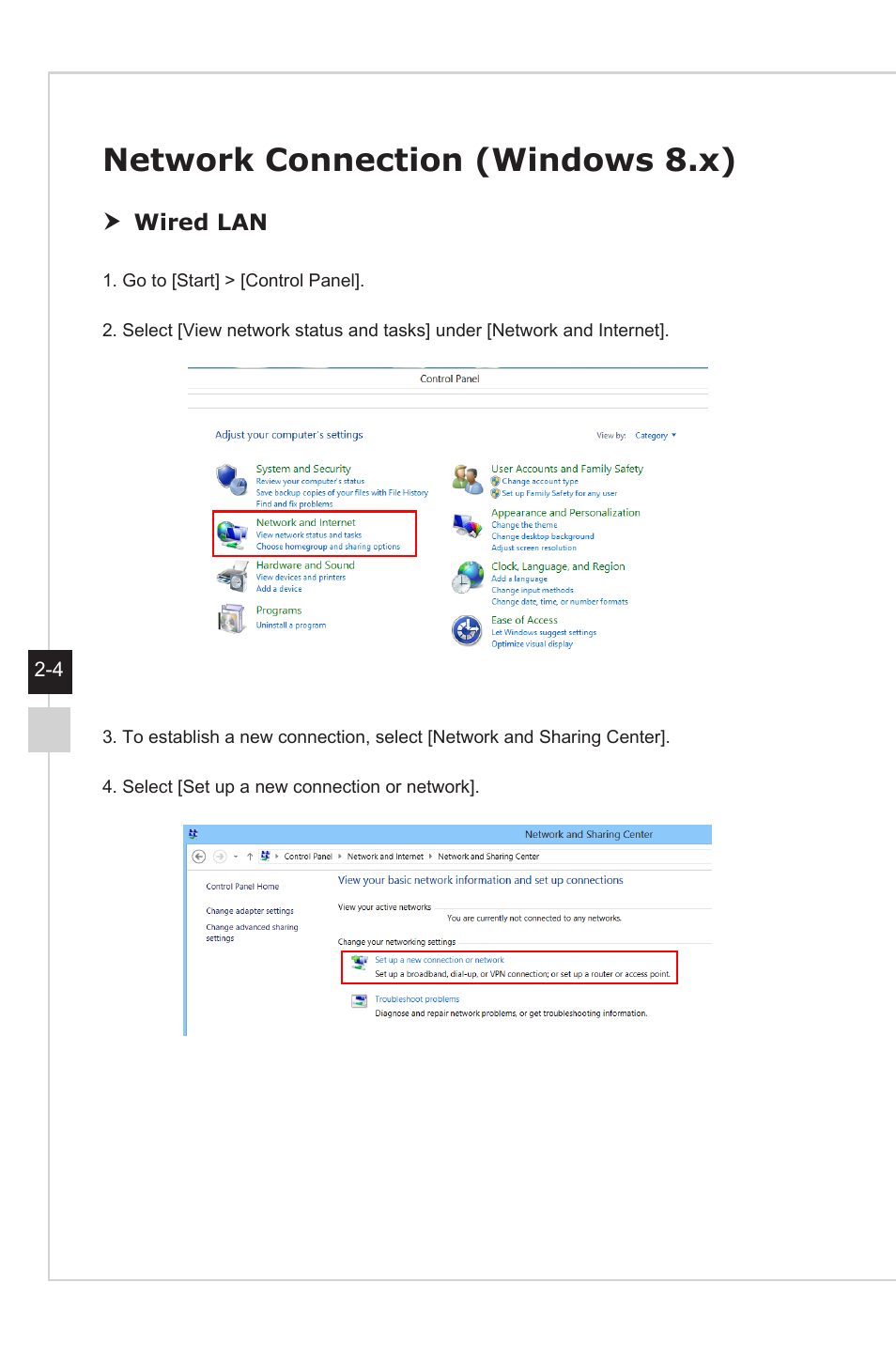 Network connection (windows 8.x) | MSI NIGHTBLADE Z97 User Manual | Page 20 / 28