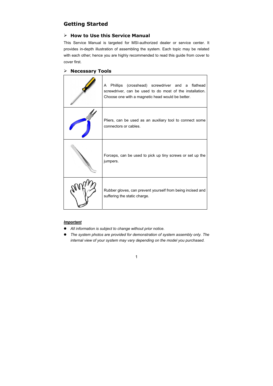 Getting started | MSI PROBOX23 User Manual | Page 2 / 14