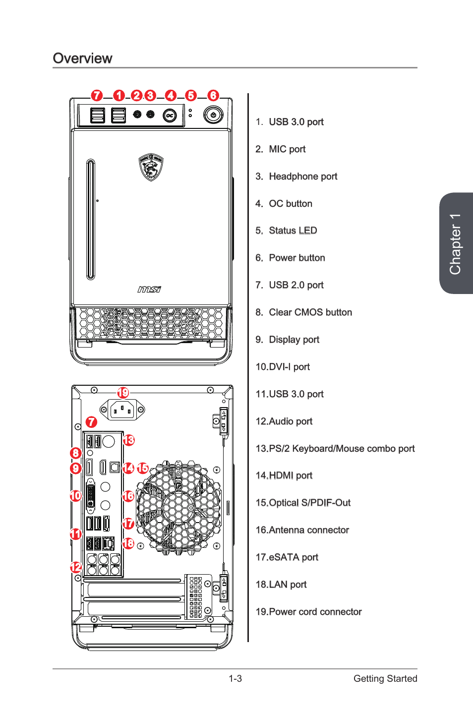 Overview -3, Chapter 1, Overview | MSI NIGHTBLADE Manual User Manual | Page 15 / 33