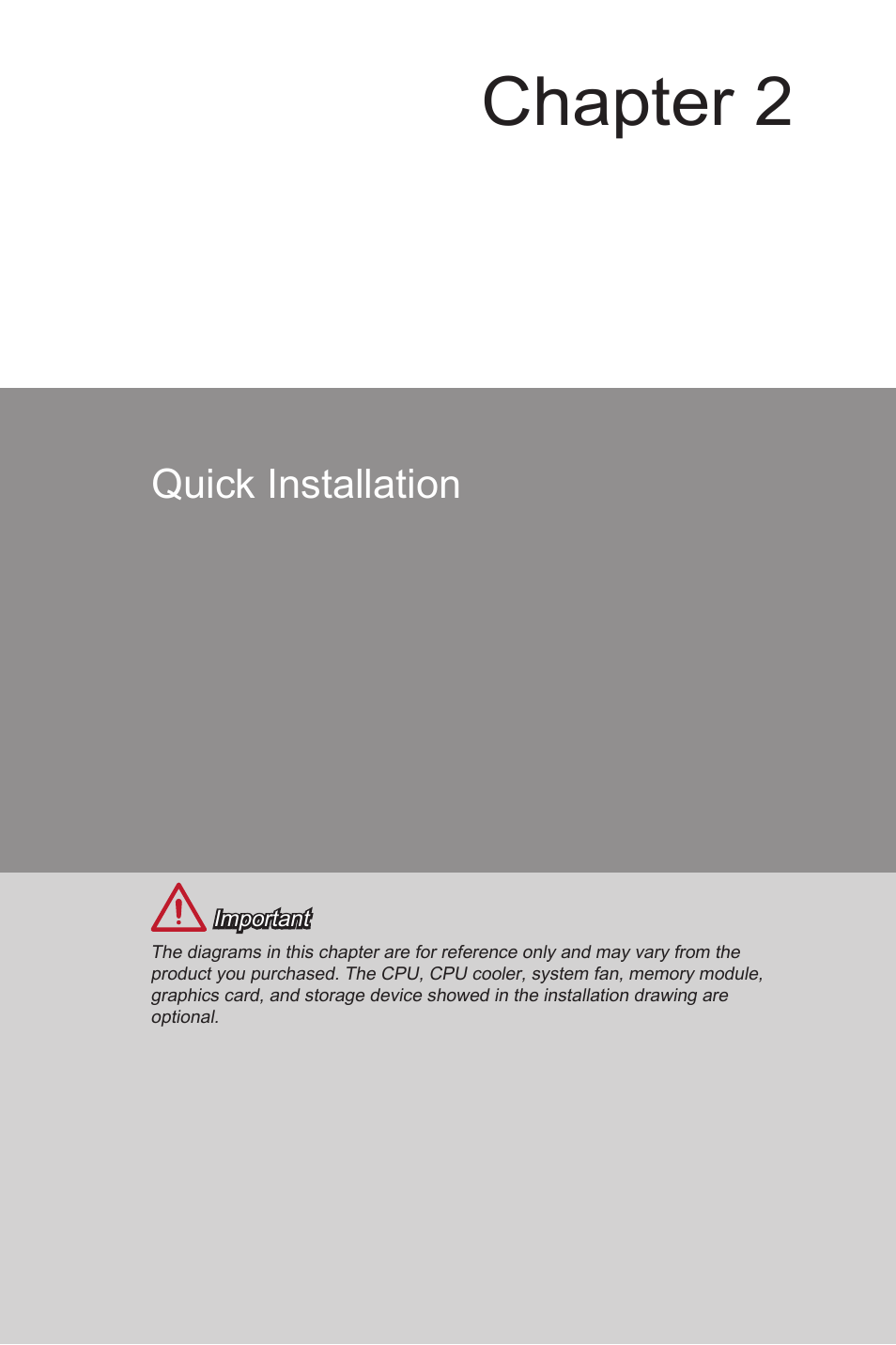 Chapter 2 quick installation -1, Chapter 2, Quick installation | MSI NIGHTBLADE Manual User Manual | Page 17 / 33