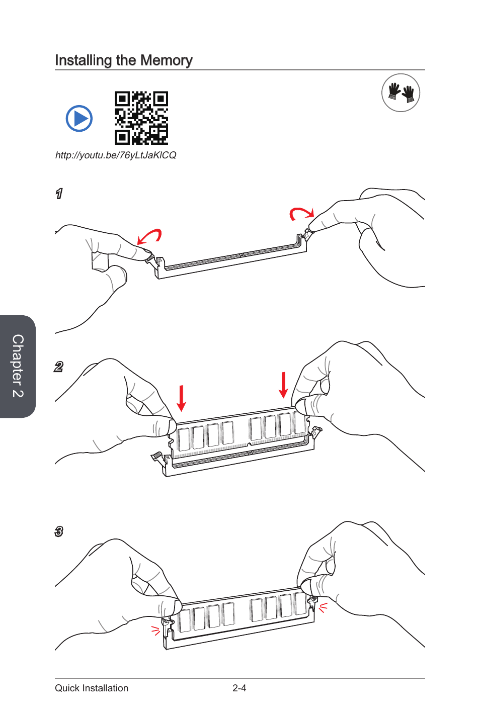 Installing the memory -4, Chapter 2 | MSI NIGHTBLADE Manual User Manual | Page 20 / 33