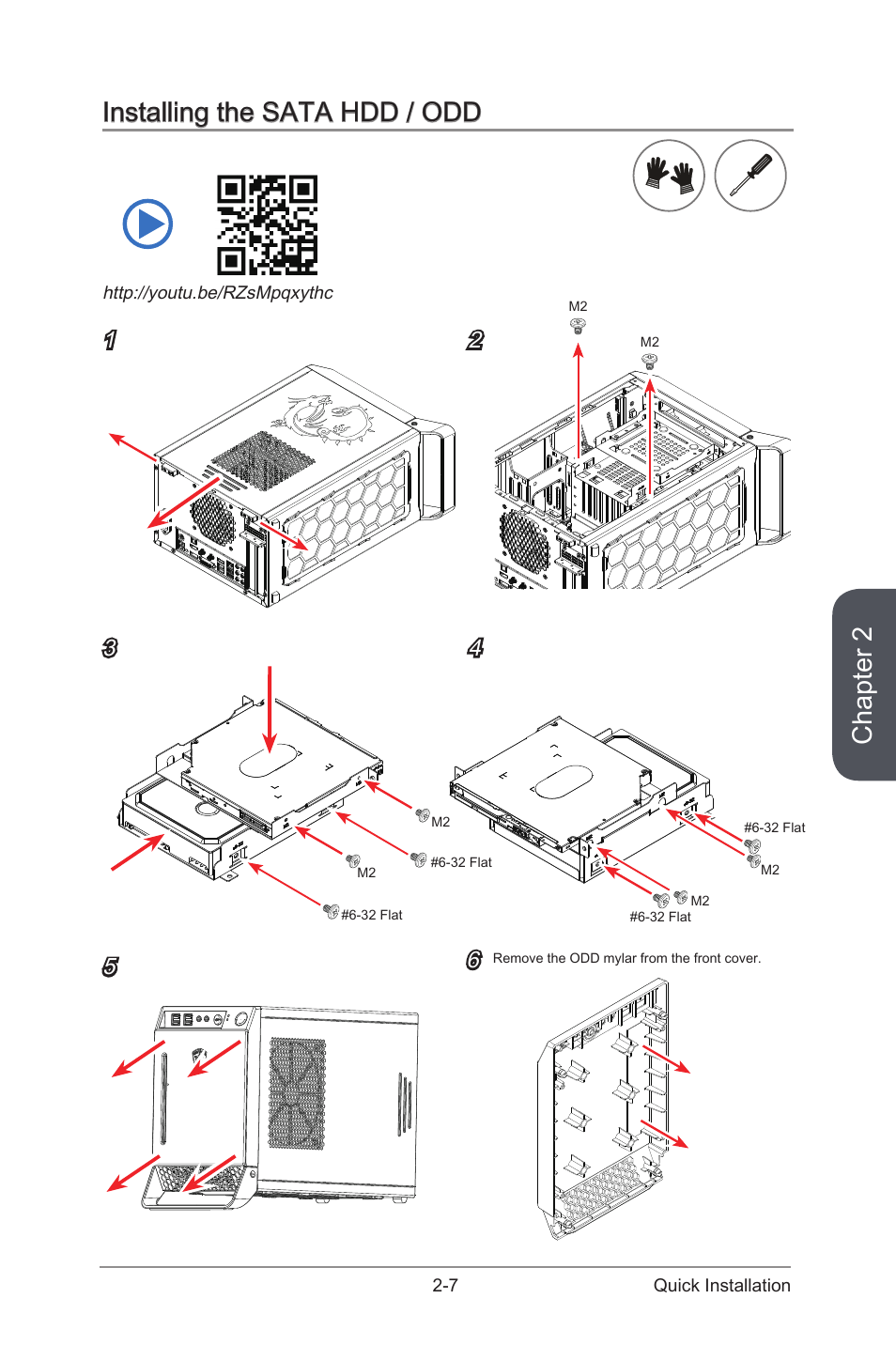 Installing the sata hdd / odd -7, Chapter 2, Installing the sata hdd / odd | MSI NIGHTBLADE Manual User Manual | Page 23 / 33